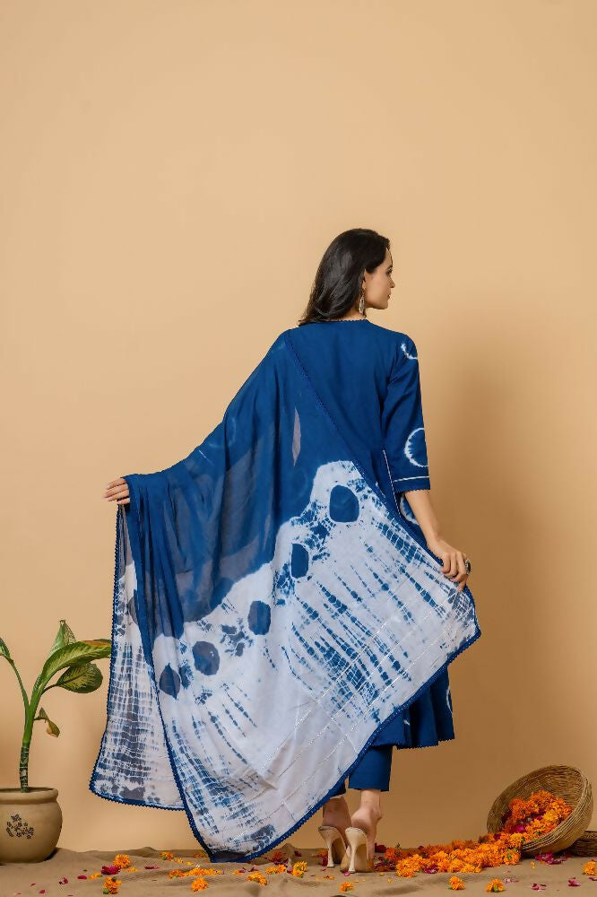 Joban Fashion Blue Tie & Dye Cotton Suit Set - Distacart