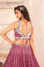 Mauve Faux Georgette Heavy Sequence work Lehenga Choli with Dupatta - Dhvani