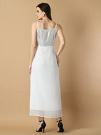 Myshka Women's White Solid Georgette Party Dress - Distacart
