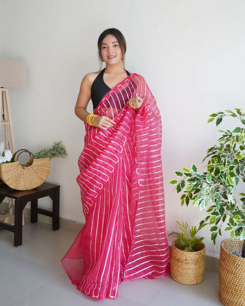 Vamsee Devika Pink Organza Silk Saree