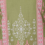 Cheera Hand Block Print Olive Green & Magenta Straight Kurta With Palazzo (MAAI-073K)