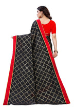 Vamika Black Linen Foil Print Saree (YOGI BLACK) - Distacart