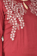 Joban Fashion Wine Cotton Rayon Kurta Set