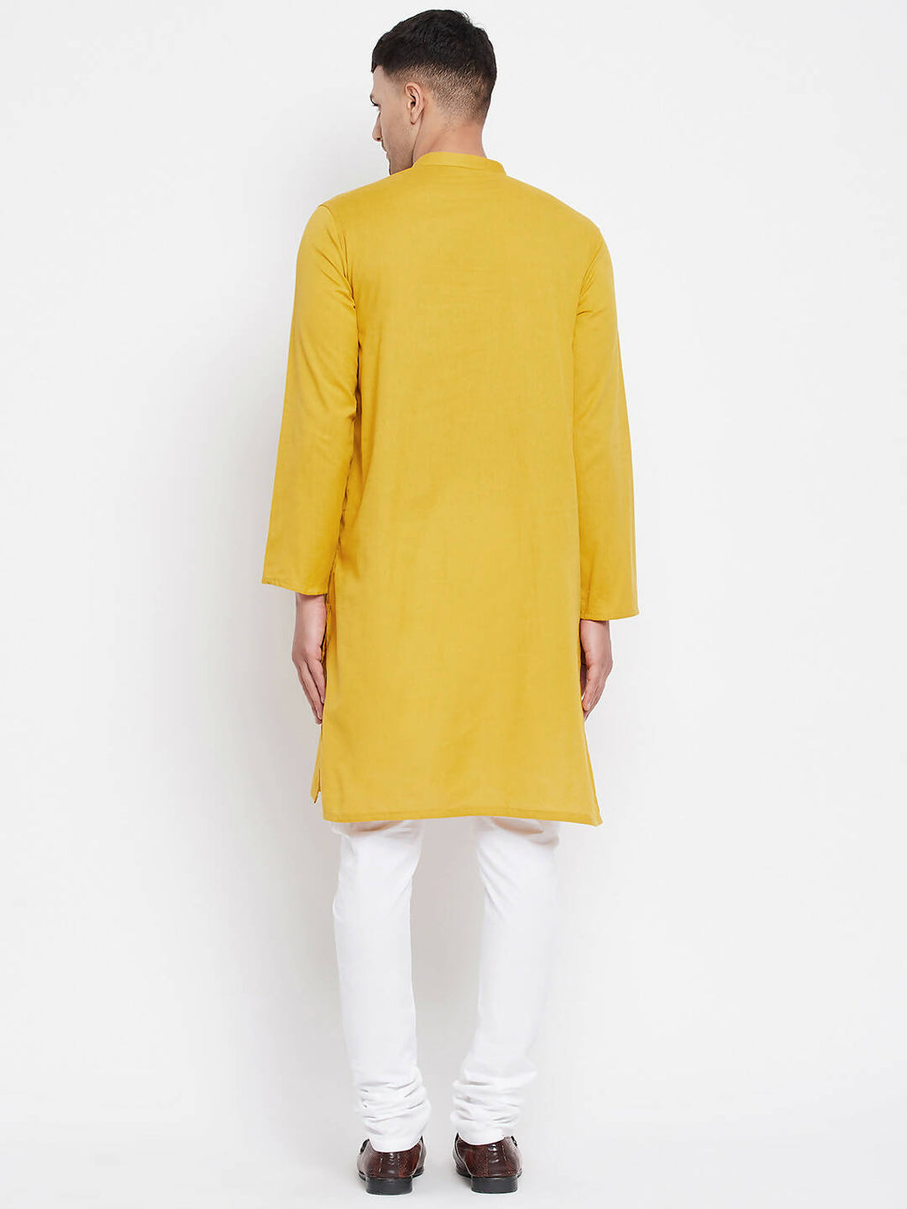 Even Apparels Yellow Pure Cotton Men's Sherwani Kurta With Open Front - Distacart