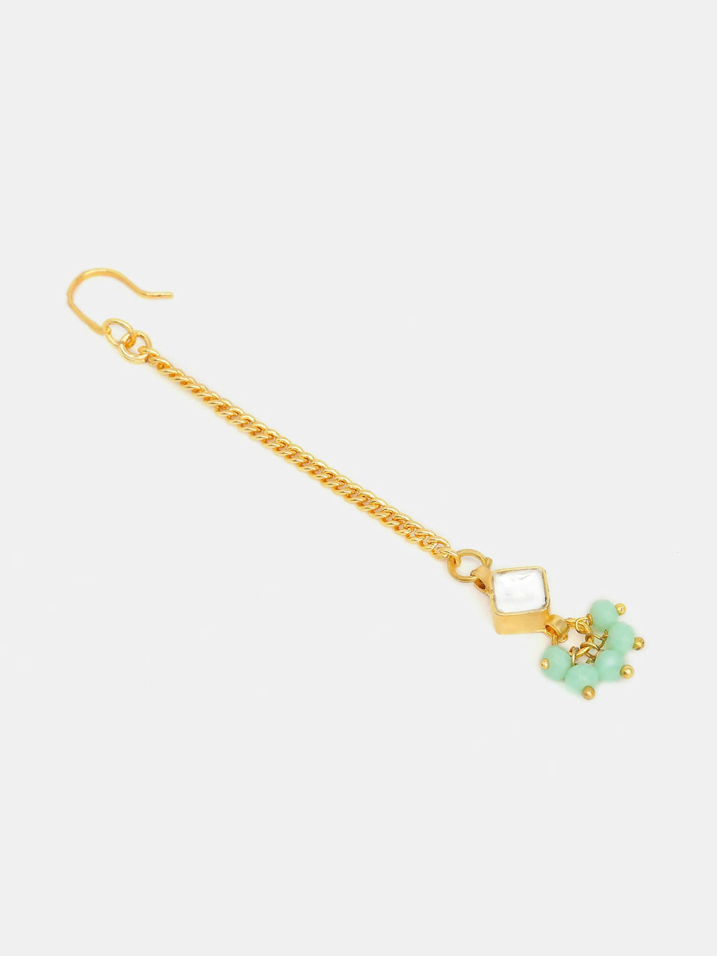 Ruby Raang Set Of Pastel Green Maang Tikka And Earrings - Distacart
