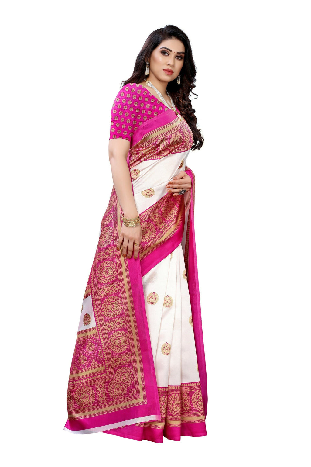 Vamika Pink Printed Art Silk Saree