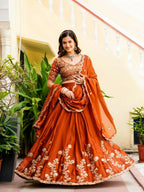 Lehenga Mart Designer Indian Wedding Lehenga Choli-Rusty - Distacart