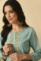 Joban Fashion Sea Green Cotton Rayon Kurta Set