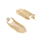 Nuyug 22K Gold Plated Crystal Studded Floral Stud Contemporary Dangler Earrings - Distacart