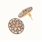 Nuyug 22K Gold Plated Mother of Pearls and Stone Studded Contemporary Floral Shaped Studs - Distacart