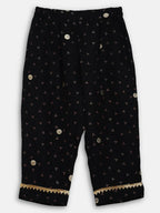 Ahalyaa Black Crepe Kids Kurta Pants With Dupatta For Girls