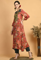 Joban Fashion Red Maslin Kurta Set