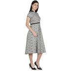 Kanoor Women's Grey Frock Style Collar Neck Kurti