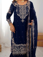 Lehenga Mart Designer Sharara Suit With Kurta, Sharara, Dupatta For Women-Teal - Distacart
