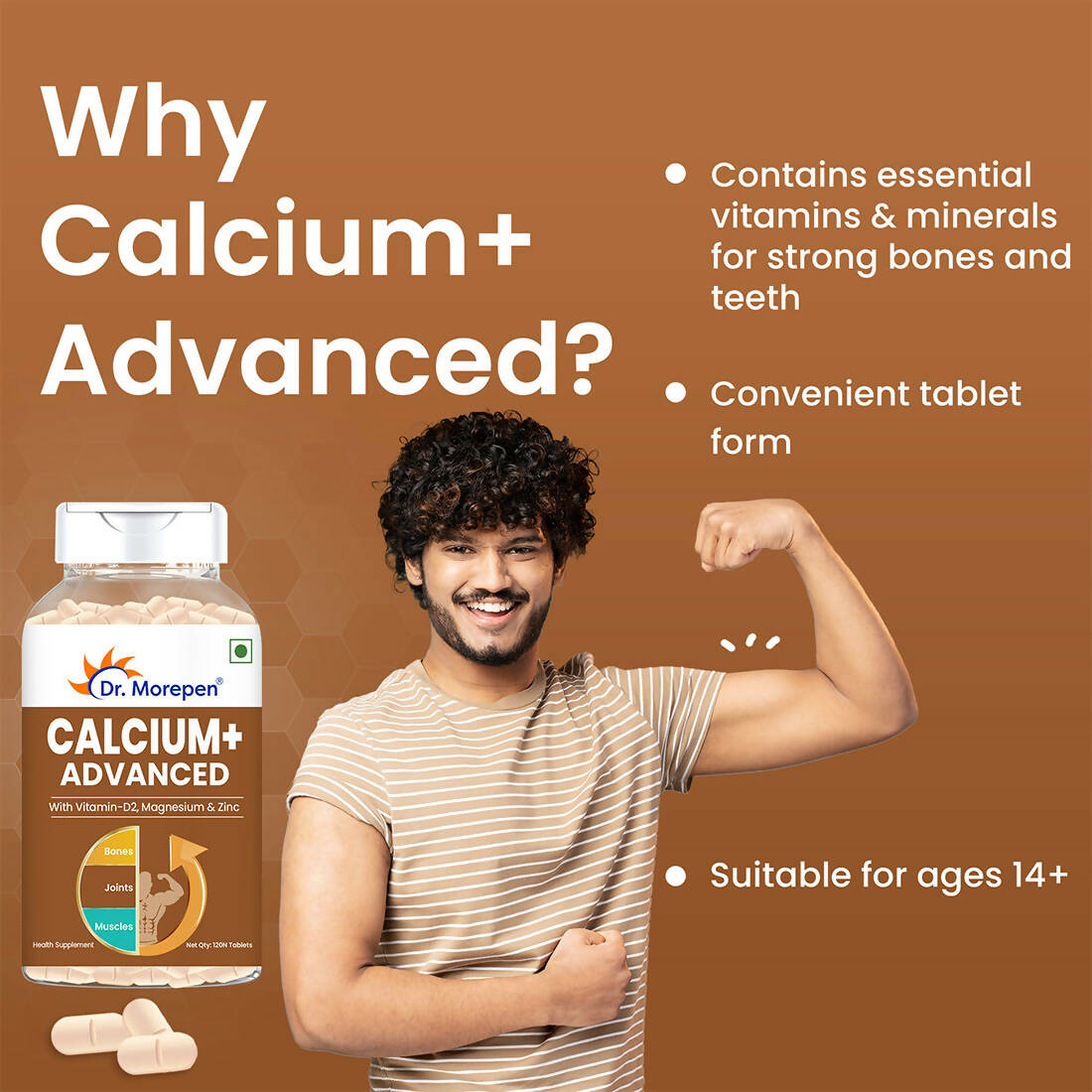 Dr. Morepen Calcium+ Advanced Tablets with Vitamin - D2, Magnesium & Zinc - Distacart