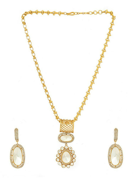 Kundan Antique Finish Earrings and Necklace set - Ruby Raang