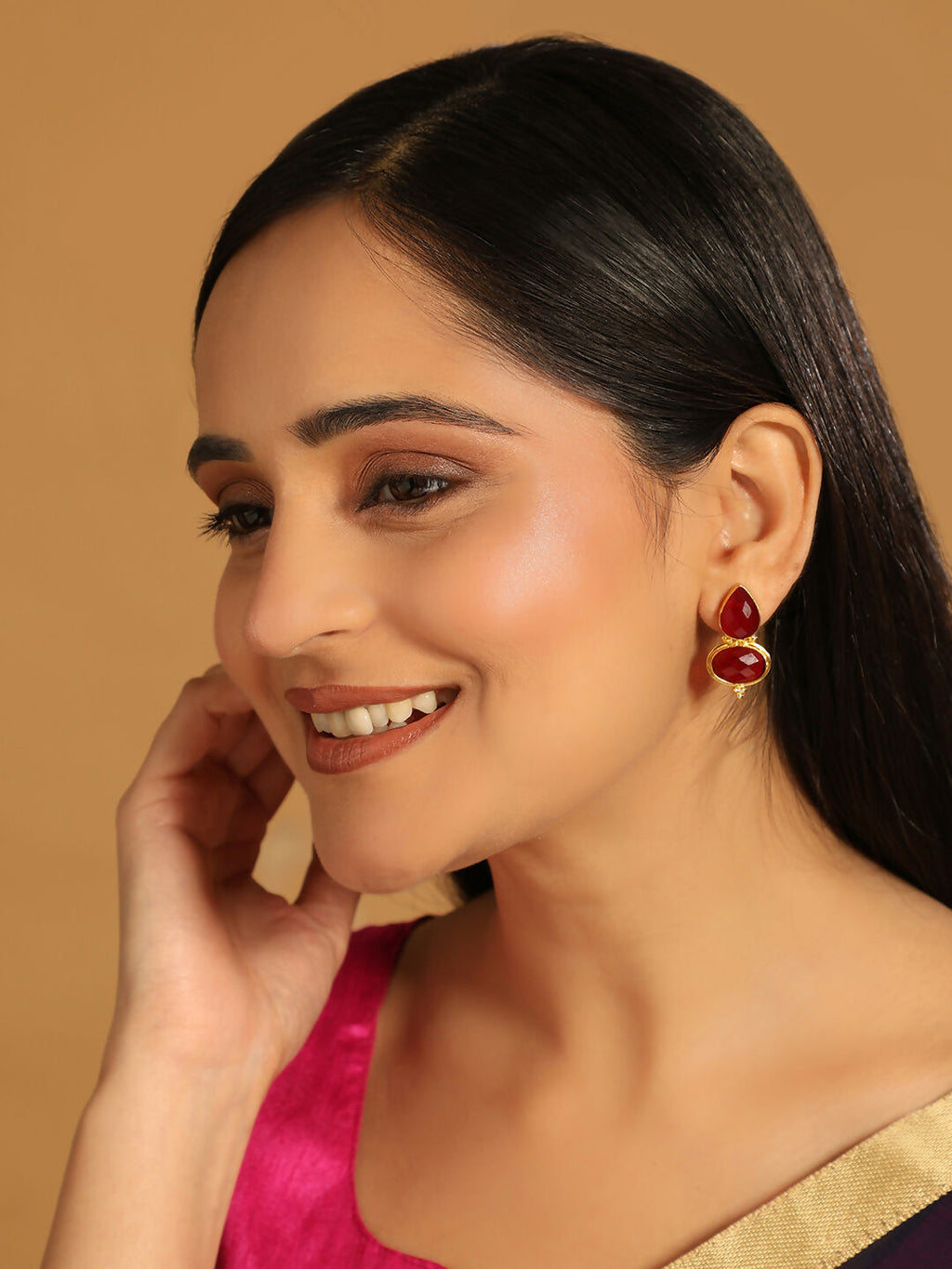 Nuyug 22K Gold Plated Red Embrace Earrings - Distacart