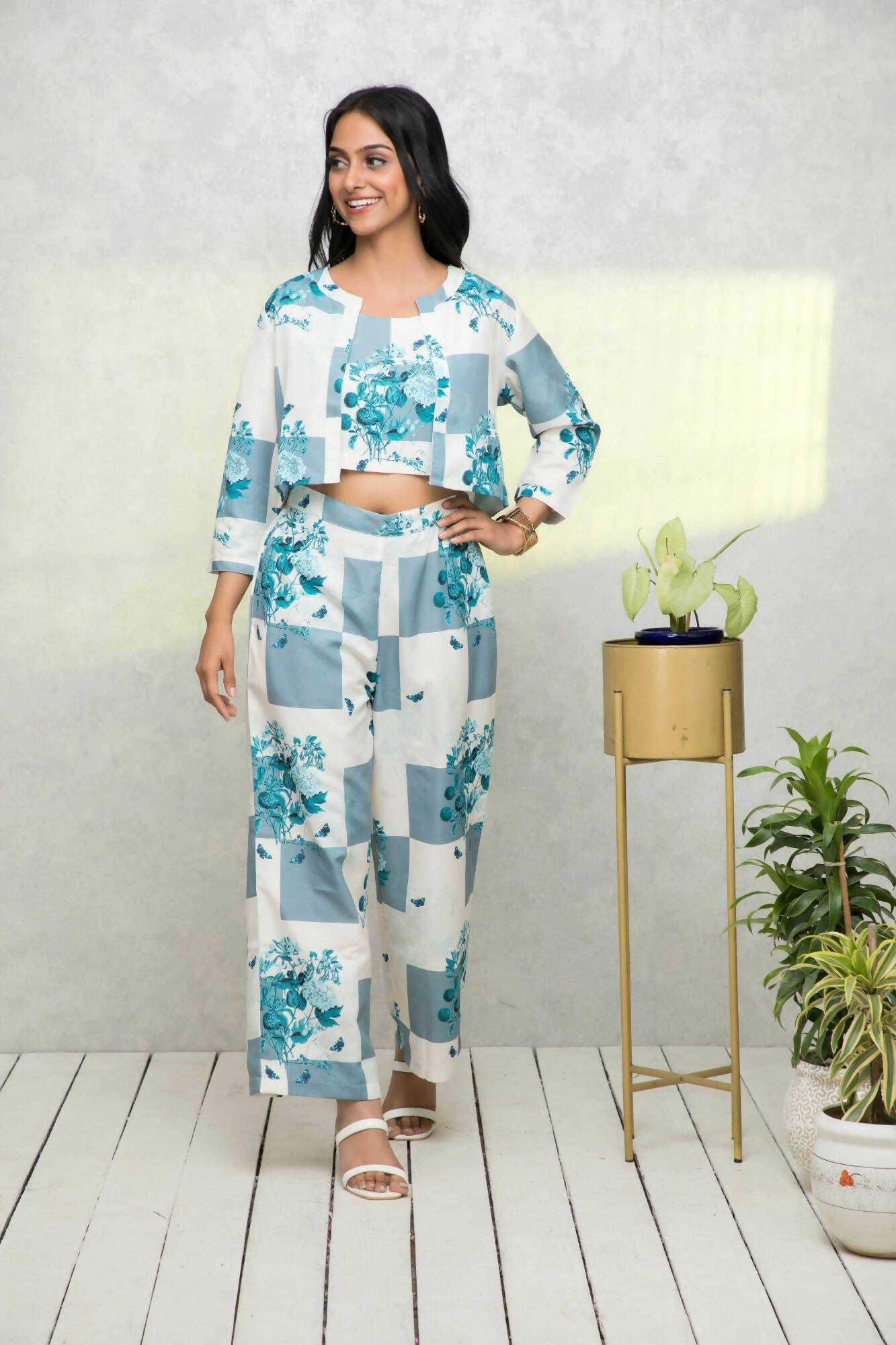 Myshka Women Multi Printed Summer Checks Co-Ords - Distacart