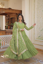 Joban Fashion Green Georgette Sequence Embroidery Work Kurta Set - Distacart
