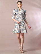Myshka Women's White Printed Shirt Collar Fit and Flare Party Dress - Distacart