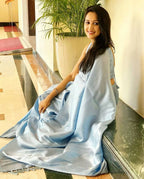 DEIANA'S Beautiful Designer Golden zari Soft Lichi Silk Saree - Sky