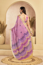 Vastranavya Onion Pink Digital Printed Linen Ready To Wear Pocket Saree with Unstitched Blouse - Distacart