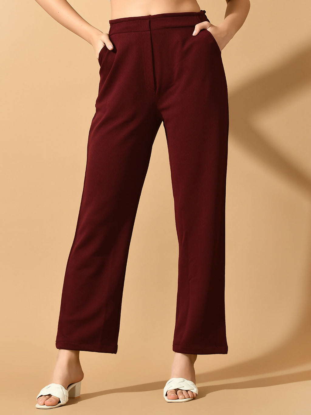 Myshka Women's Violet Straight Fit Party Trouser