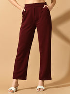 Myshka Women's Violet Straight Fit Party Trouser