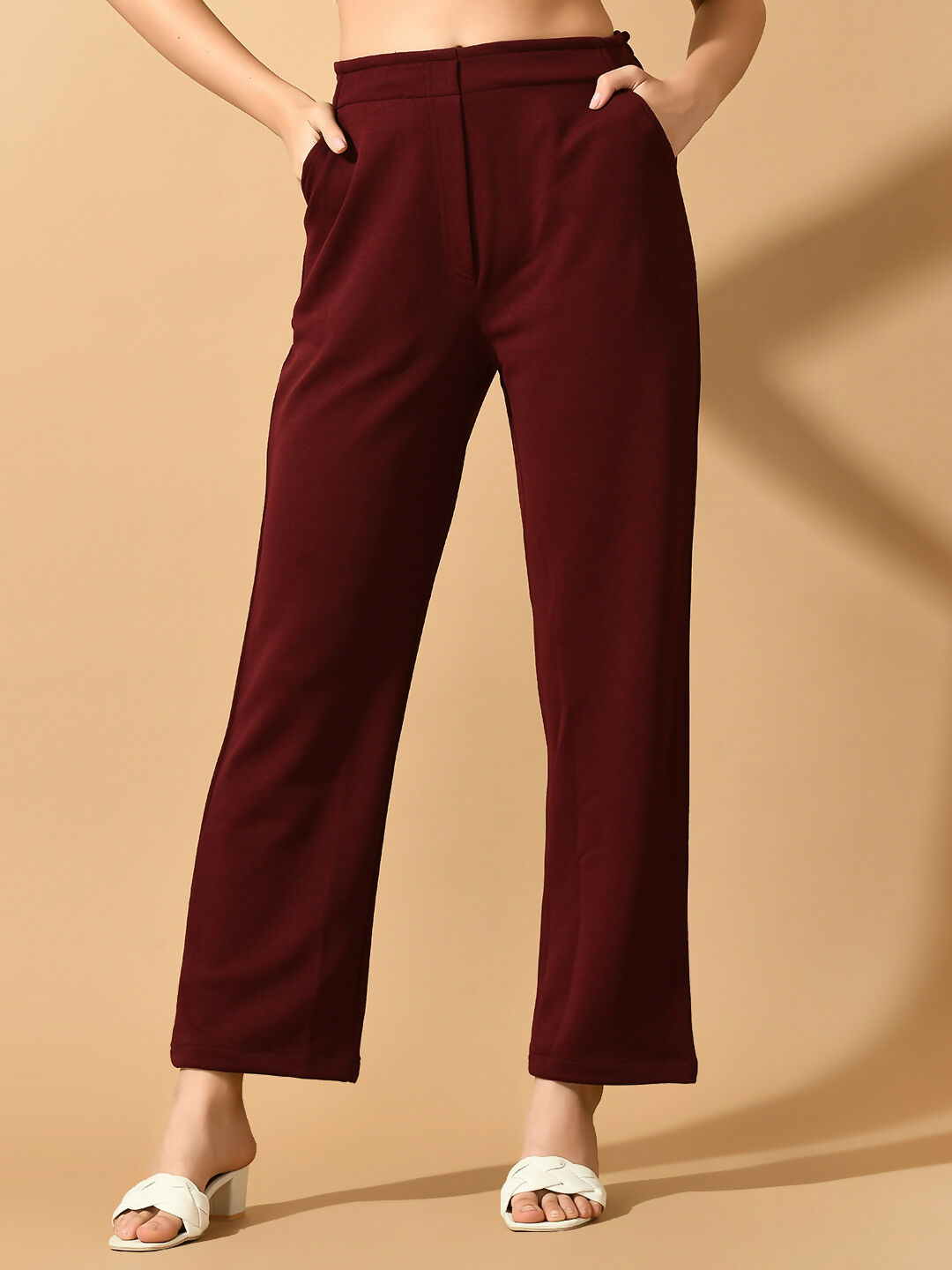 Myshka Women's Violet Straight Fit Party Trouser