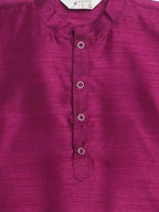 Ahalyaa Purple Poly Silk Solid Kids Kurta Churidar Set For Boys