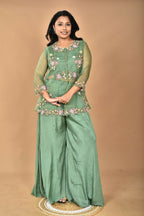 Morchari Women And Hand Embroidery Palazzo Set-Green