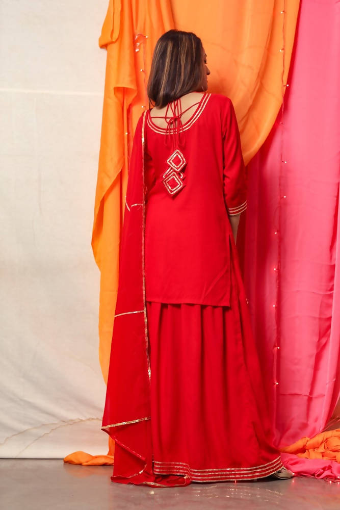 Cheera Red Kurta Palazzo Dupatta set