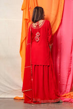 Cheera Red Kurta Palazzo Dupatta set