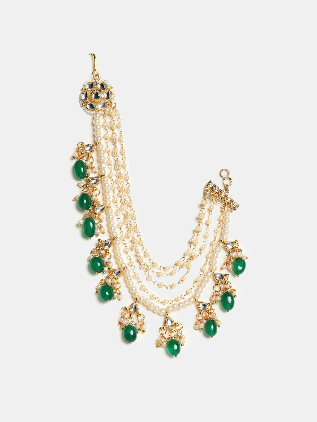 Ruby Raang Green Emerald Gold Plated Kaan Chain
