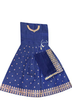 Dwiden Royal Blue Queen Tafetta Sattin Semi-Stitched Girl's Lehenga Choli