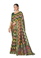 Green Rangkat Tussar Silk Woven Design Saree with Unstitched Blouse - Mohmanthan Eshani
