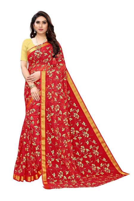 Vamika Red Printed Chiffon Saree (UJALA RED)