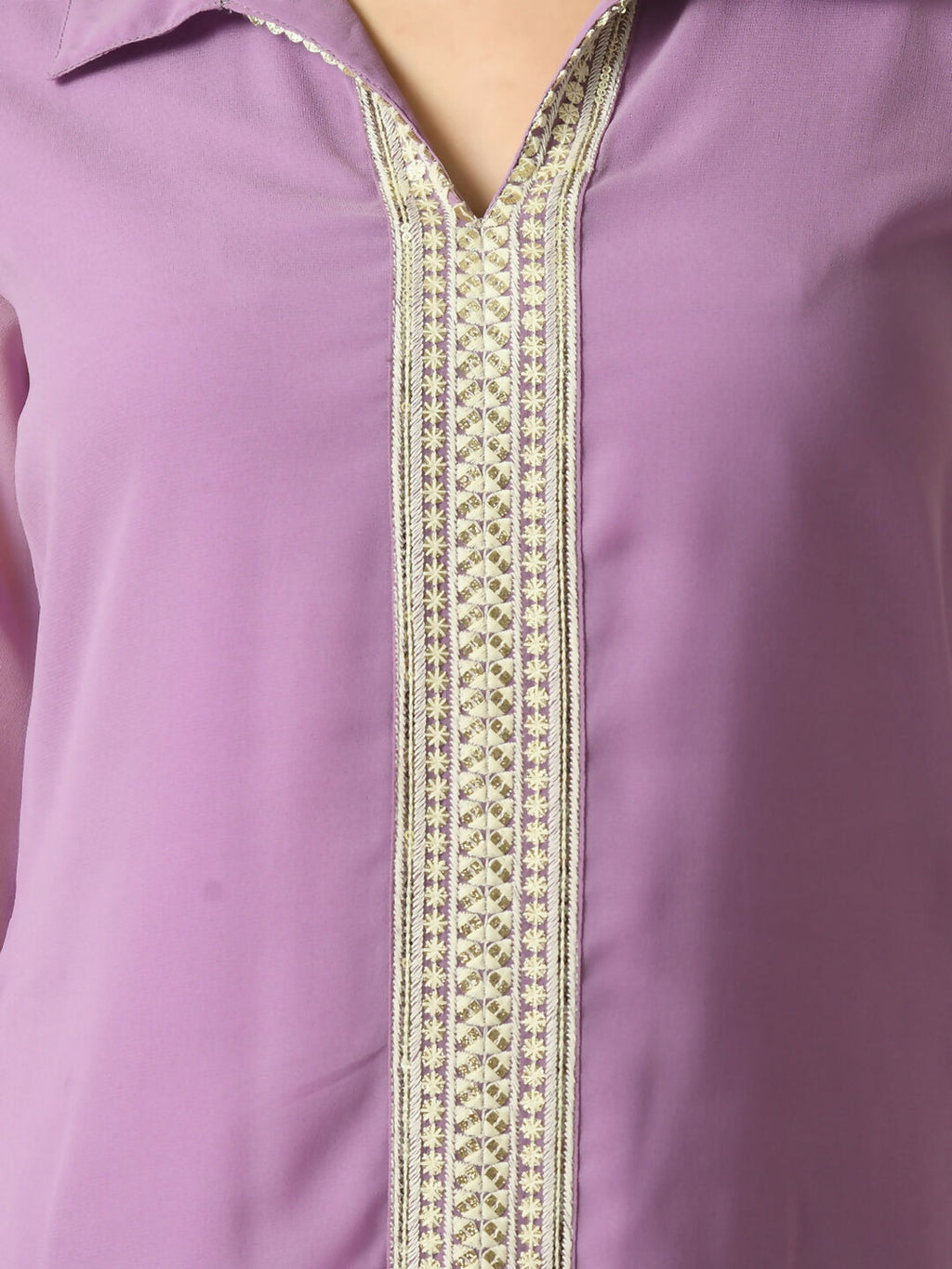 Myshka Women's Purple Embroidered Party Fusion Top