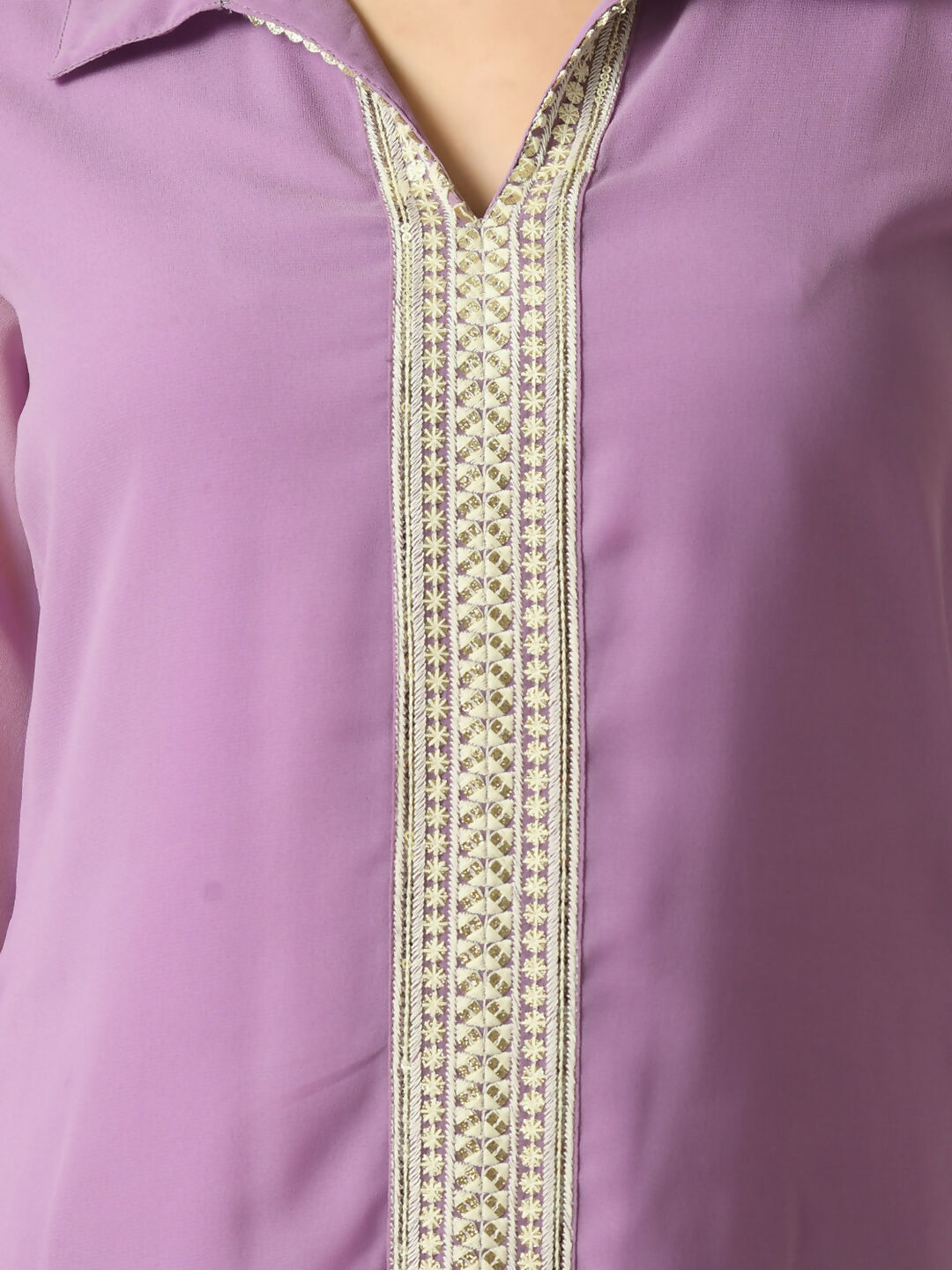 Myshka Women's Purple Embroidered Party Fusion Top