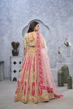 Kesar Fab Chiku Organza Embroidered Lehenga