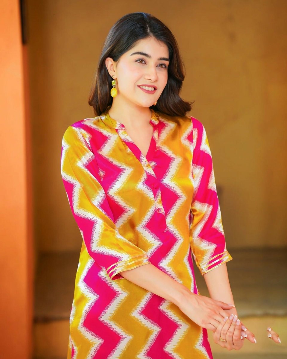 Aayaa Pure Muslin printed Kurti & Pant - Multi Color