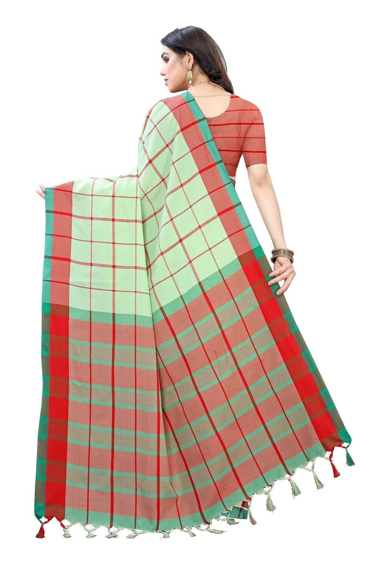 Vamika Pista Green Cotton Silk Weaving Saree - Distacart