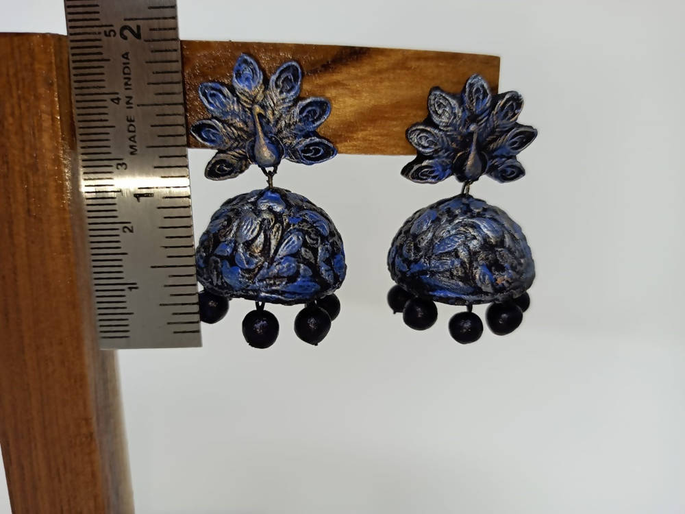 Terracotta Peacock Large Temple Jhumkas