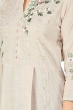 Joban Fashion Beige Cotton Rayon Kurta Set