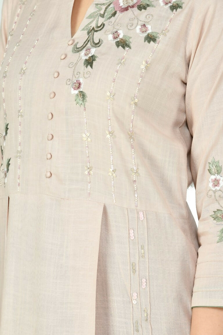 Joban Fashion Beige Cotton Rayon Kurta Set