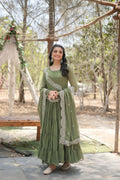 Joban Fashion Mehandi Georgette Sequence Embroidery Work Kurta Set - Distacart