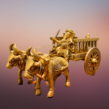 Brass Bullock Cart with Ganesha