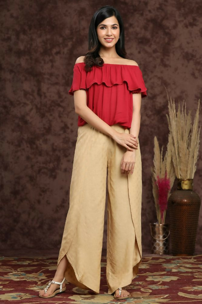 Juniper Gold Ethnic Motif Printed Rayon Tulip Pants