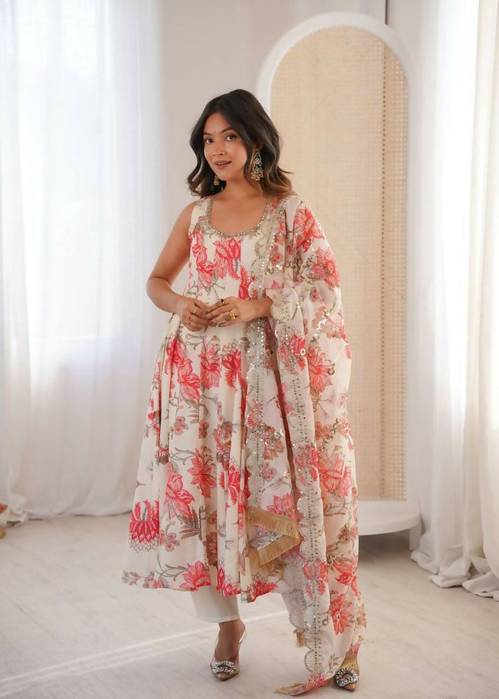 Teeya Creation Crea Pure Muslin Silk Digital Print Traditional Wear Long Gown - Distacart