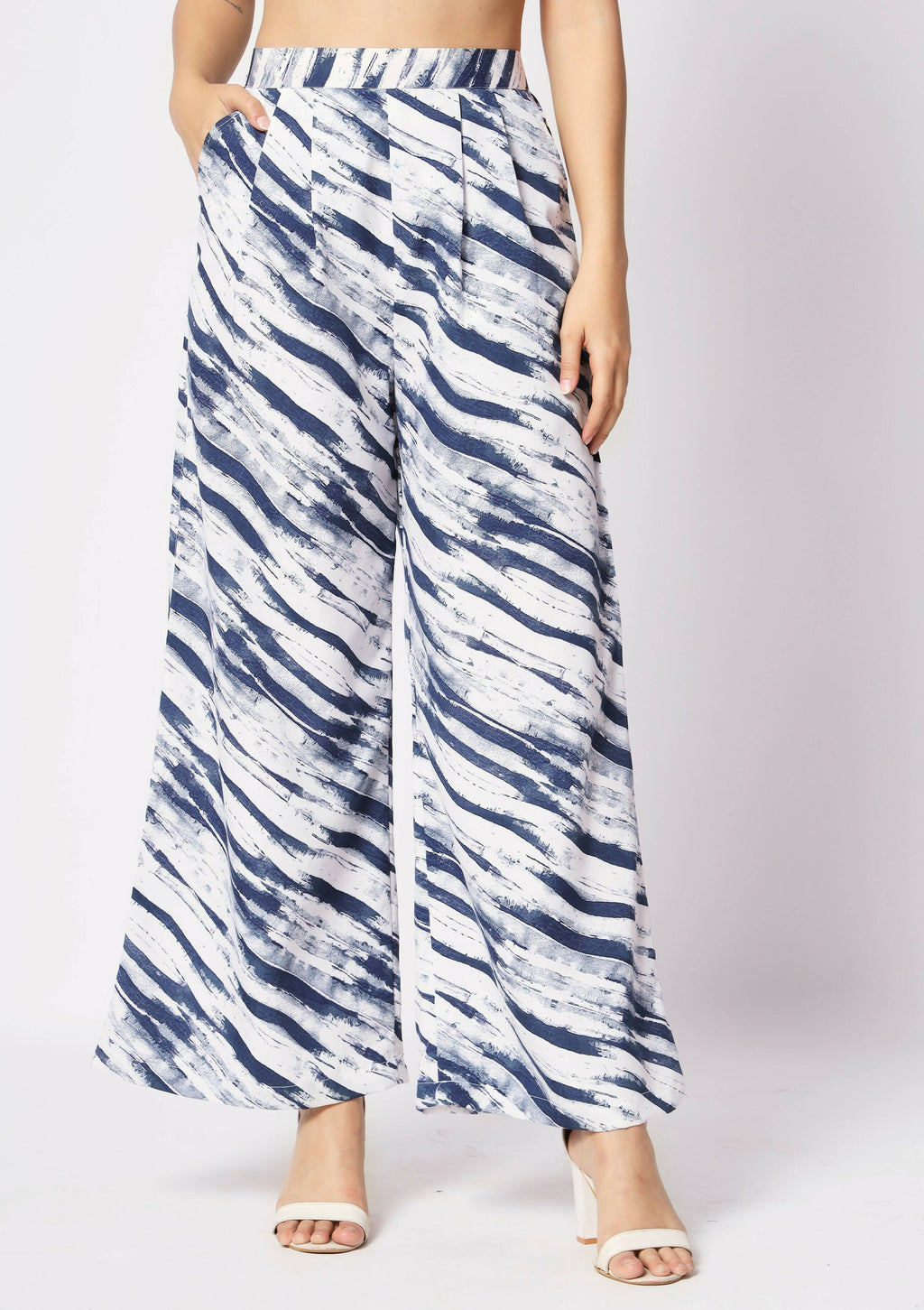 Blue Crepe Digital Printed Top With Matching Trouser - Shivani